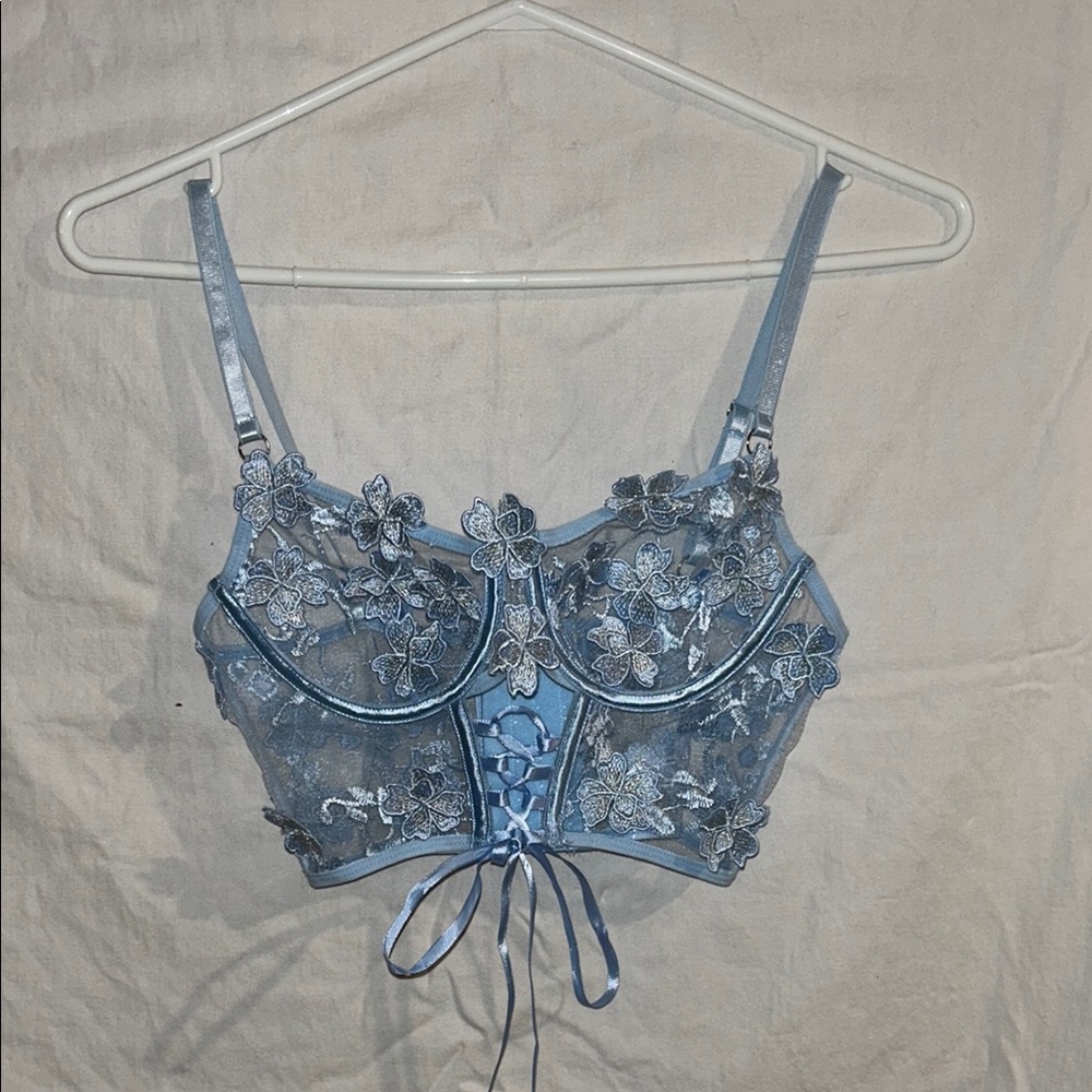 Floral Blue Lace Corset
